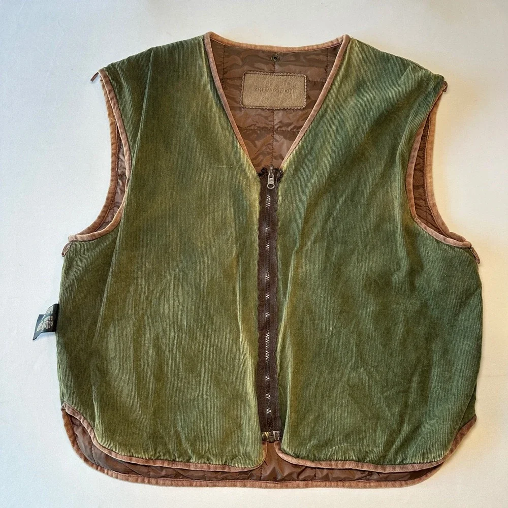 Vintage Chevignon Reversible Quilted Vest XXL Corduroy Hunting 90s‎ Gorpcore